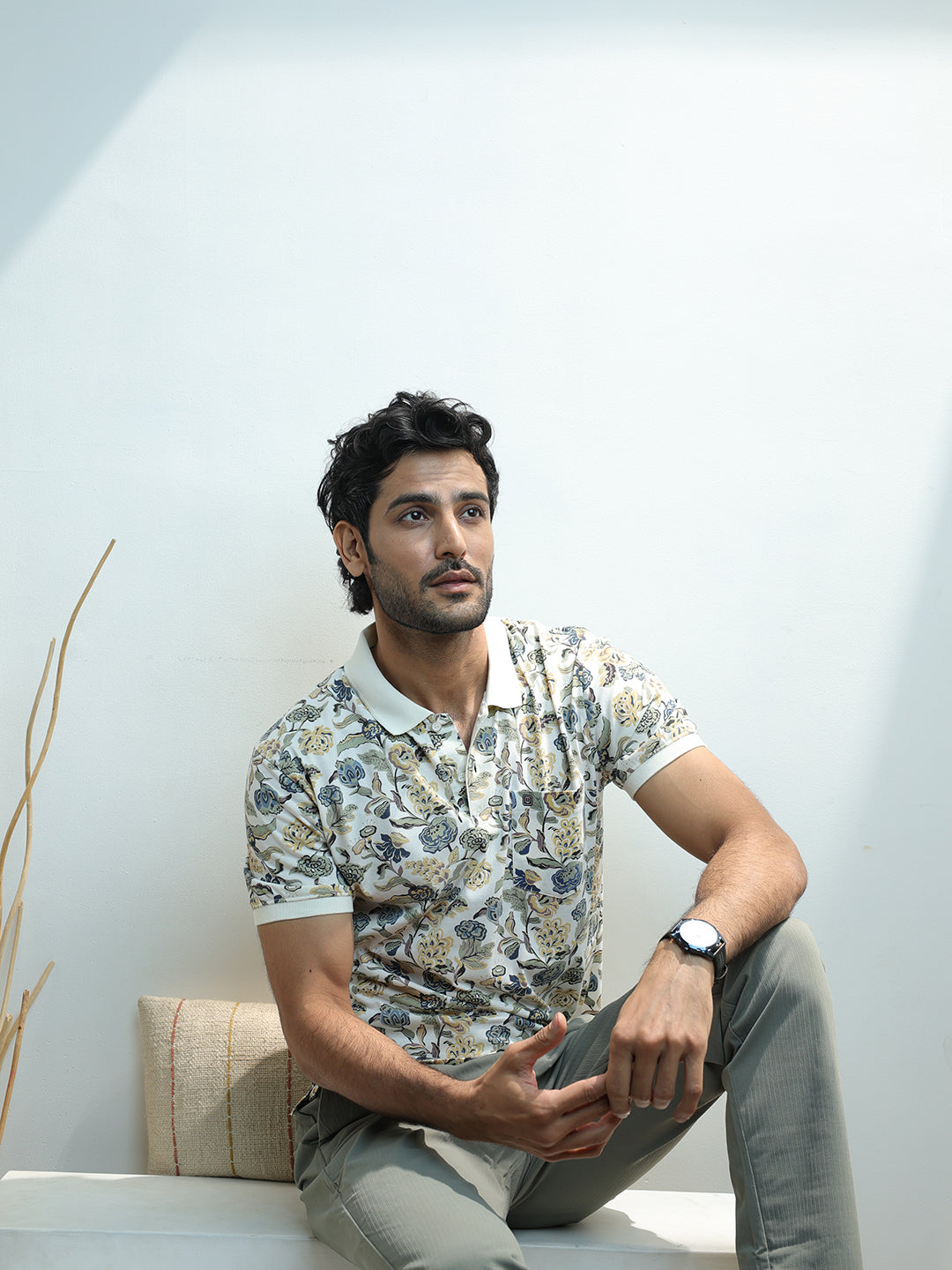 Multicolor Floral Printed Polo T Shirt
