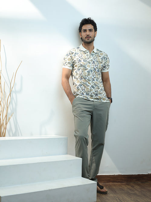 Multicolor Floral Printed Polo T Shirt