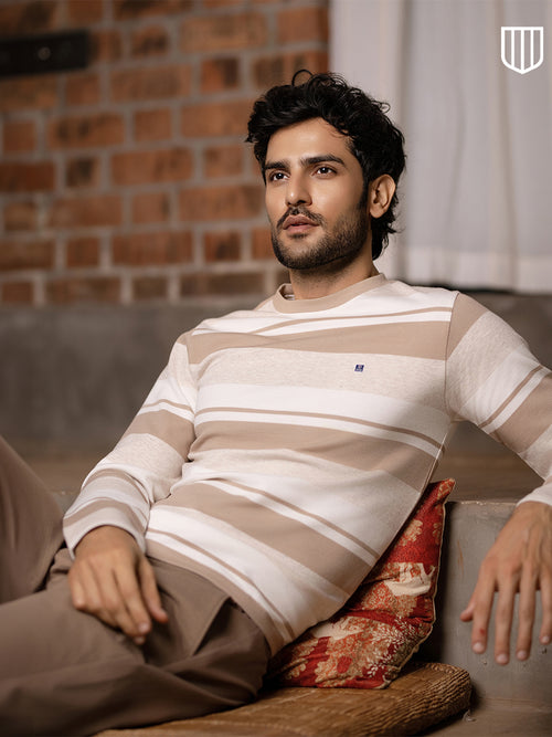 Fawn Stripes Crew Neck T Shirt