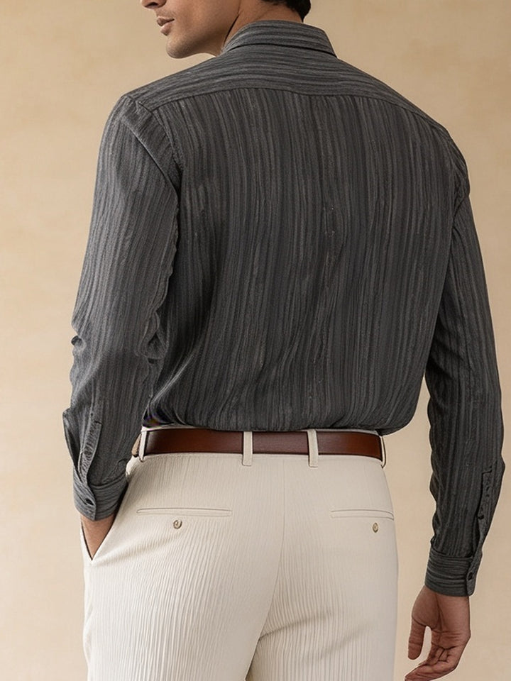 Shadow Grey Vertical Stripes Casual Shirt