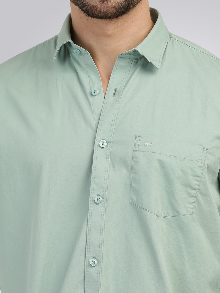 Apple Green Twill Solid Shirt