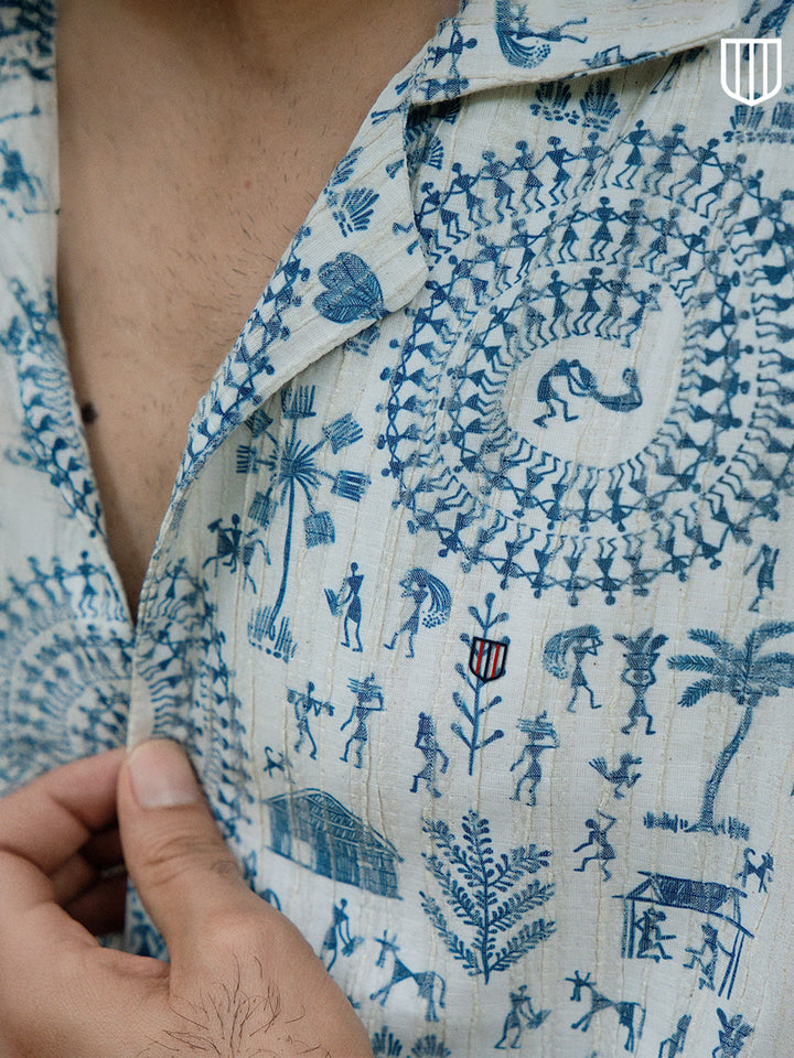 Sky Blue Printed Casual Shirt