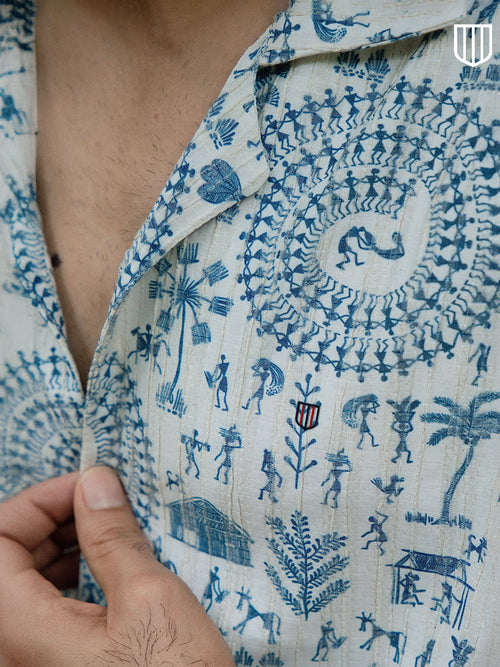 Sky Blue Printed Casual Shirt