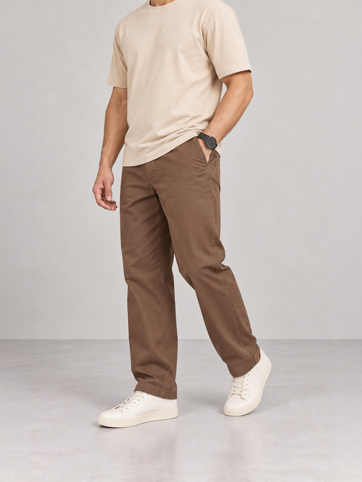 Warm Chocolate Solid Casual Trousers