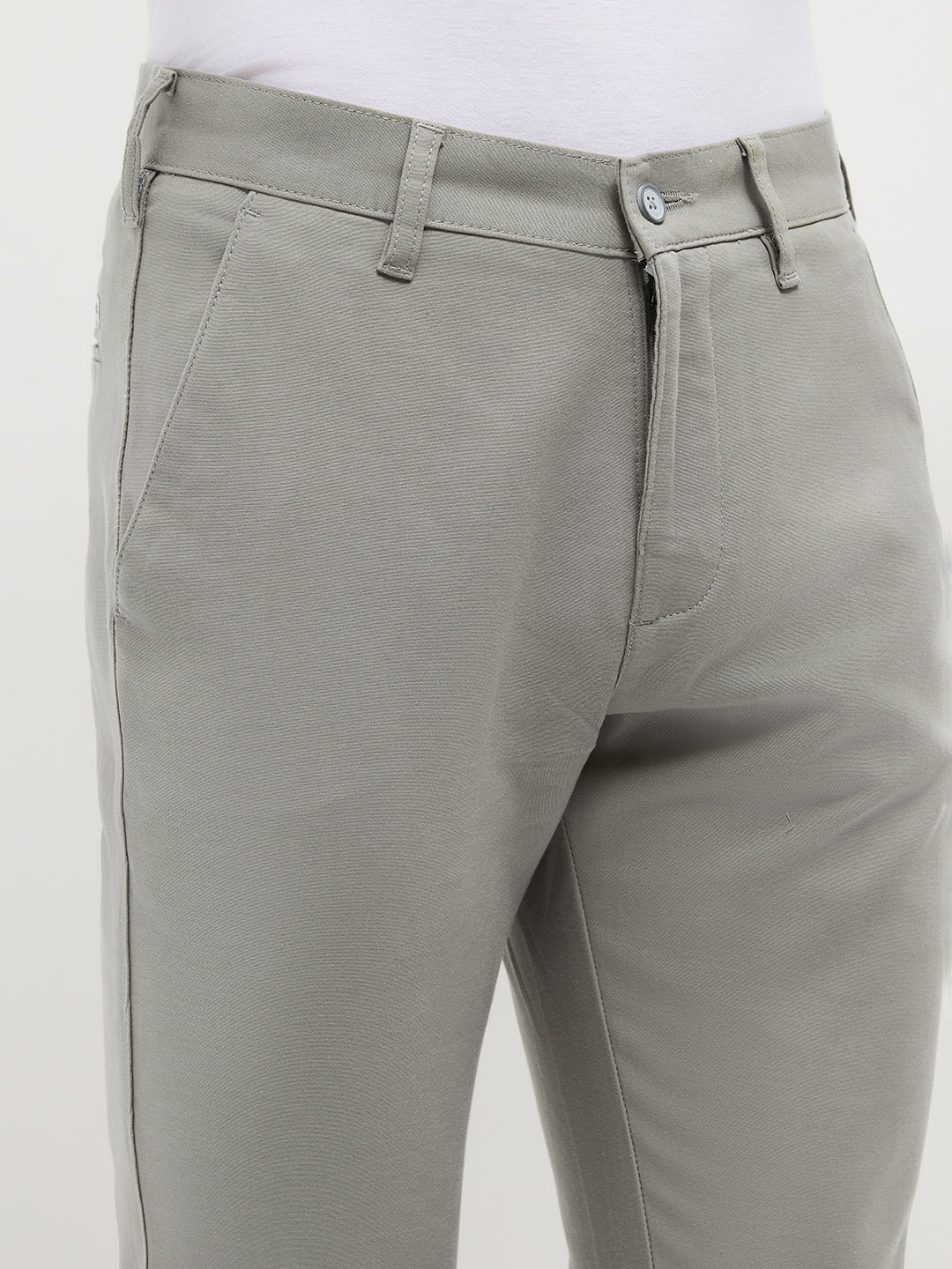 Mist Grey Solid Casual Trousers
