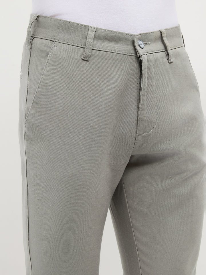 Mist Grey Solid Casual Trousers