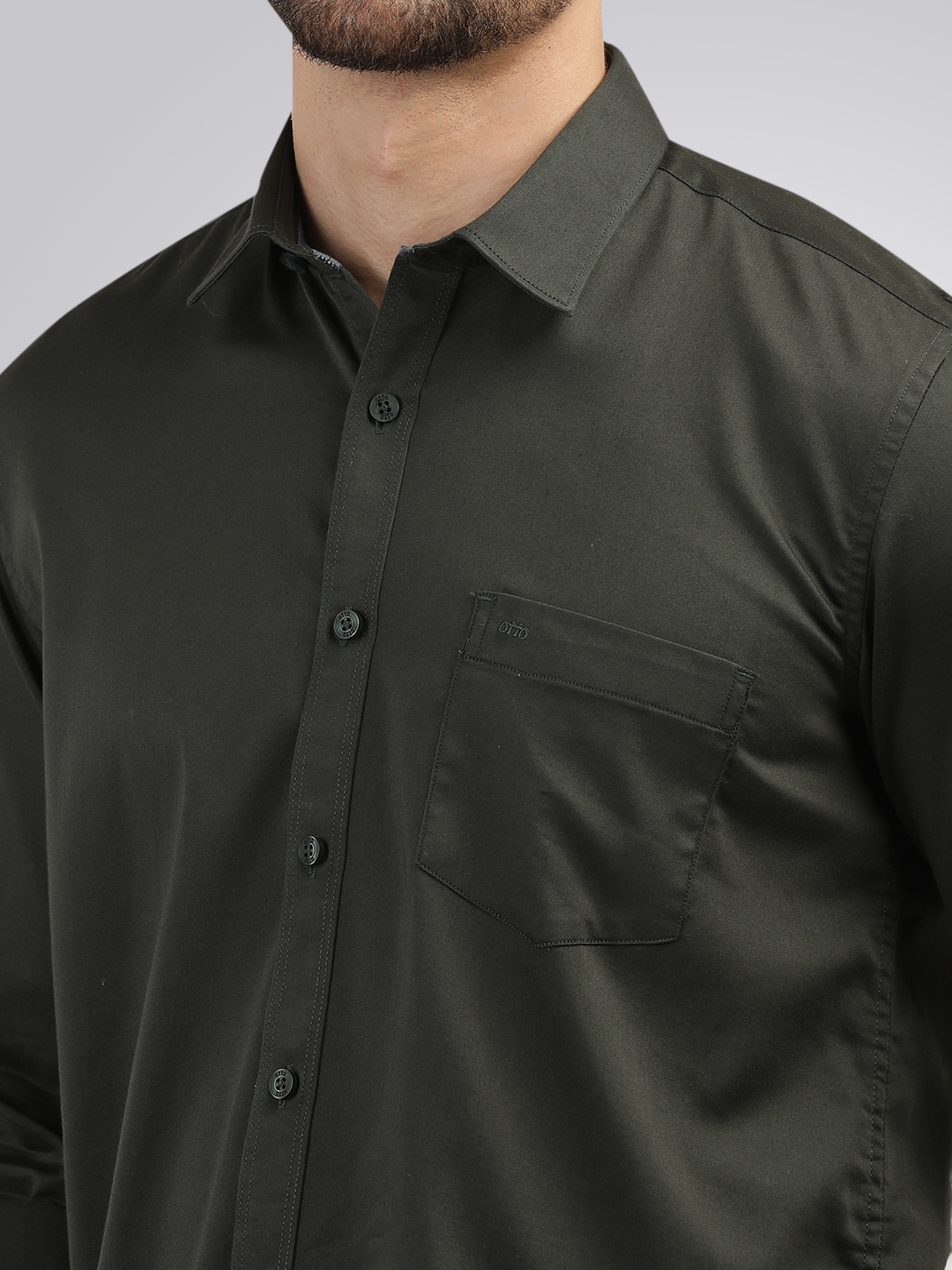 Forest Green Satin Solid Shirt