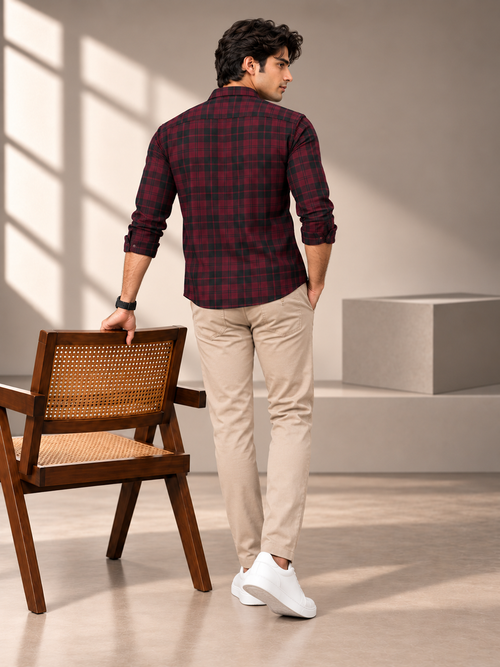 Regal Purple Checkered Casual Shirt