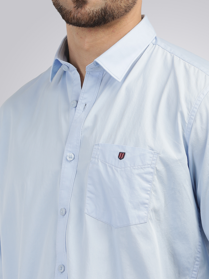 Light Blue Twill Solid Shirt