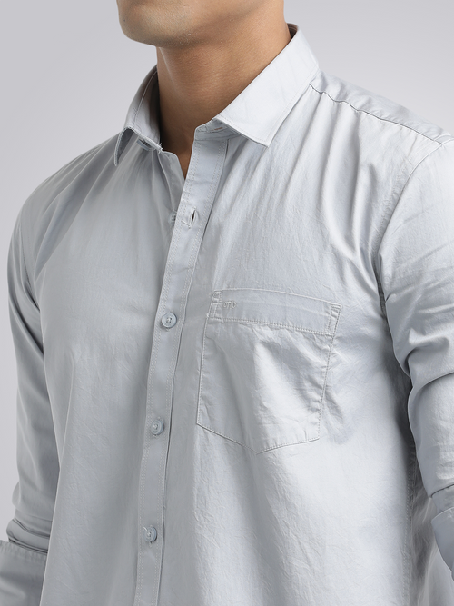 Grey Twill Solid Shirt