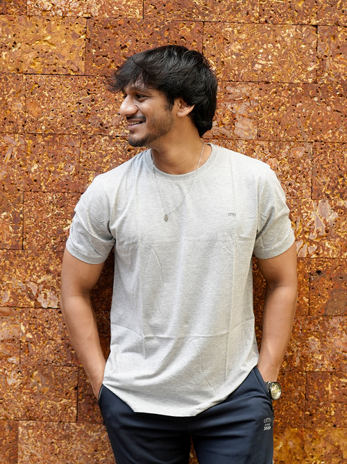 Grey Melange Crew Neck T Shirt