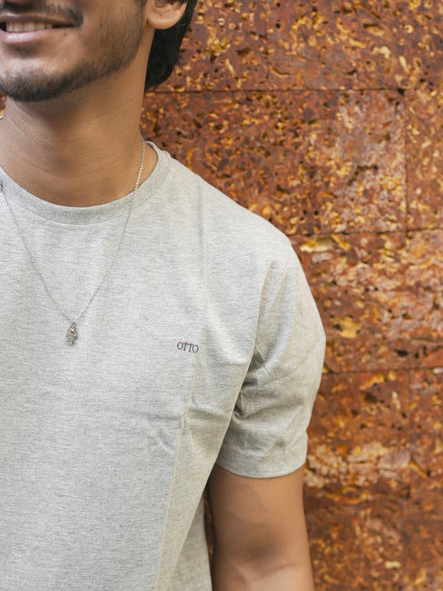 Grey Melange Crew Neck T Shirt
