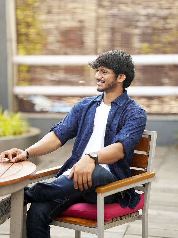 Navy Indigo Printed Casual Shirt