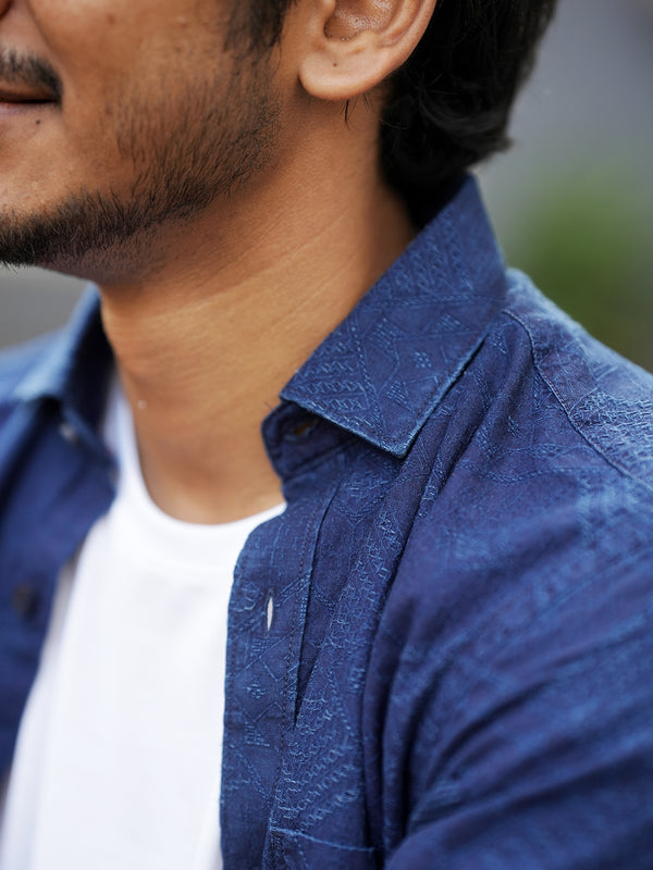 Navy Indigo Printed Casual Shirt