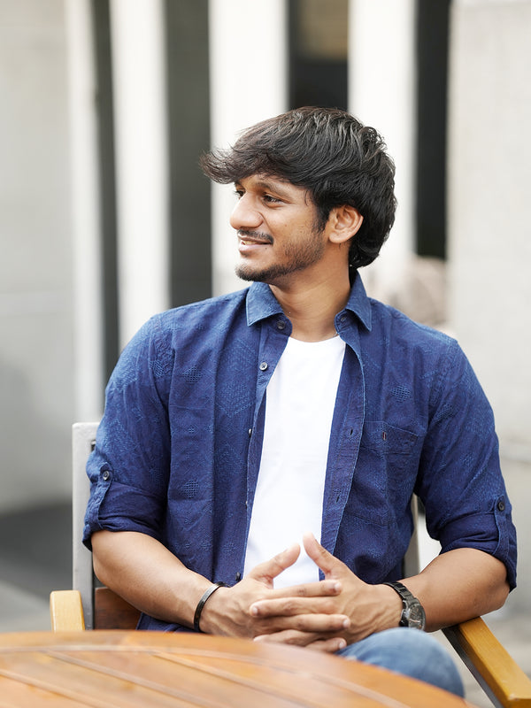 Navy Indigo Printed Casual Shirt