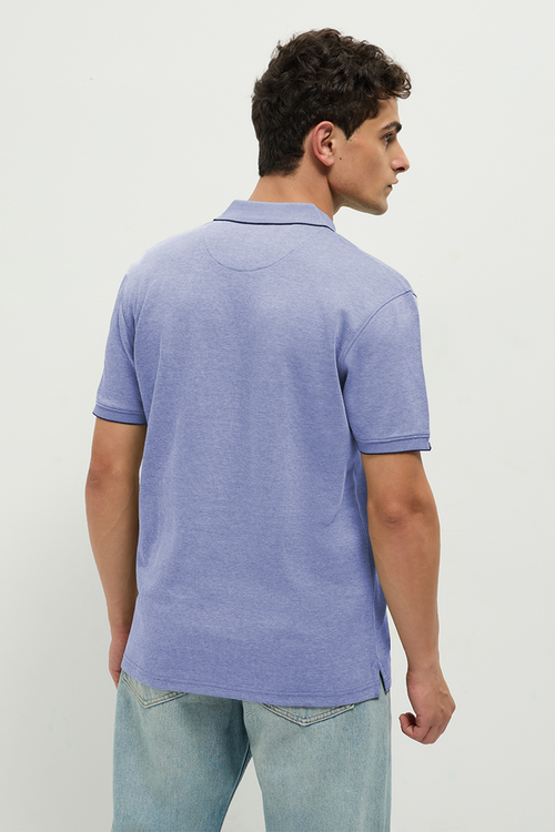 OTTO Essentials Ferro Polo T-Shirt for Men | Dual Tone Premium Light Grey Blue Polo Tee
