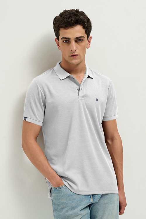 Otto Essentials Men’s Wando Waffle Knit White Polo T-Shirt