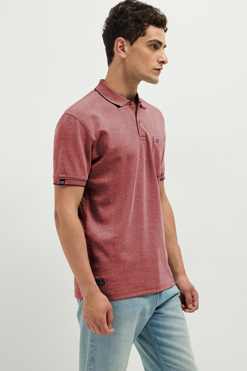 OTTO Essentials Ferro Polo T-Shirt for Men | Dual Tone Premium Pinkish Grey  Polo Tee