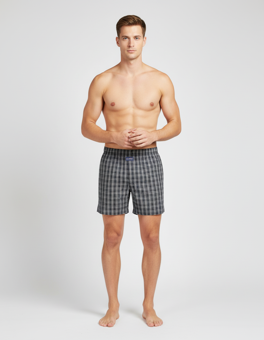 Men's  Boxer Checko BLACK AND WHITE