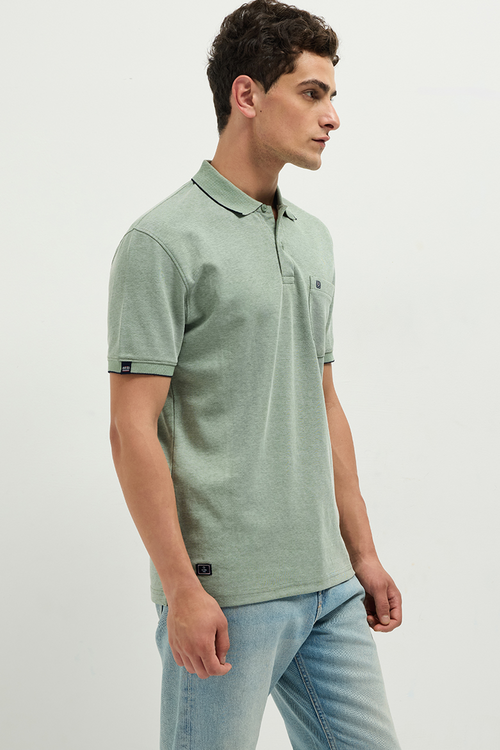 OTTO Essentials Ferro Polo T-Shirt for Men | Dual Tone Premium Summer Green Polo Tee