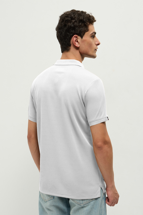 Otto Essentials Men’s Wando Waffle Knit White Polo T-Shirt