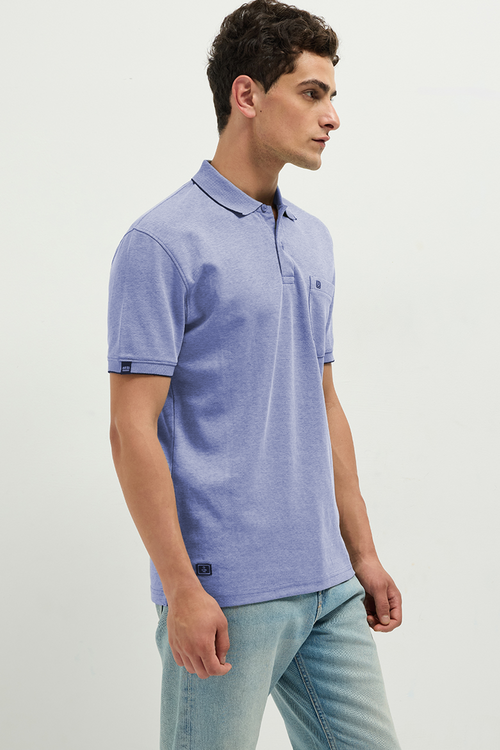 OTTO Essentials Ferro Polo T-Shirt for Men | Dual Tone Premium Light Grey Blue Polo Tee