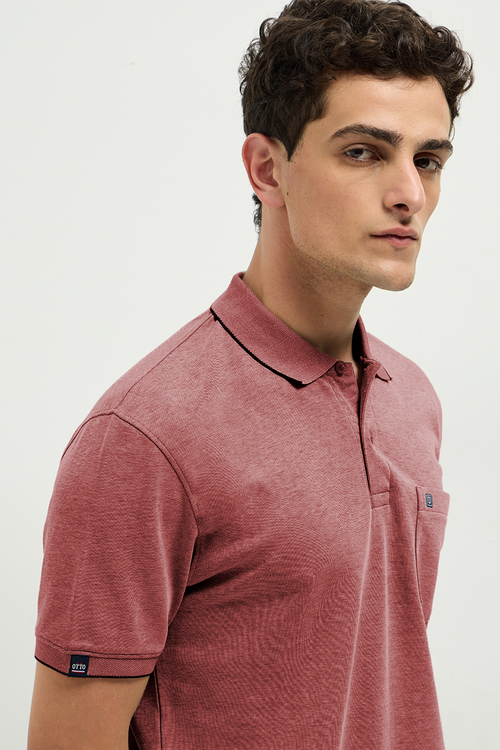 OTTO Essentials Ferro Polo T-Shirt for Men | Dual Tone Premium Pinkish Grey  Polo Tee