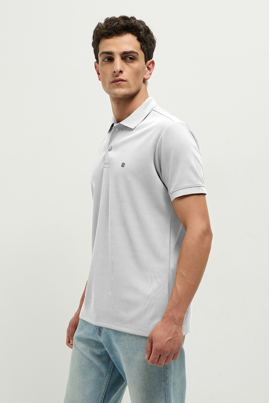 Otto Essentials Men’s Wando Waffle Knit White Polo T-Shirt