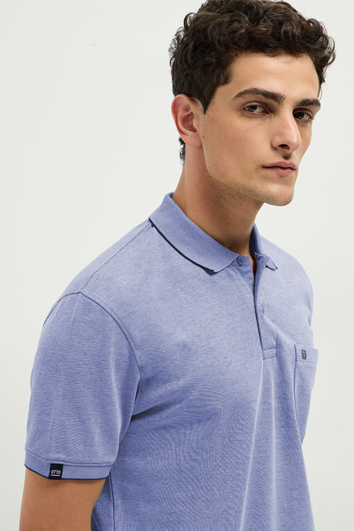 OTTO Essentials Ferro Polo T-Shirt for Men | Dual Tone Premium Light Grey Blue Polo Tee