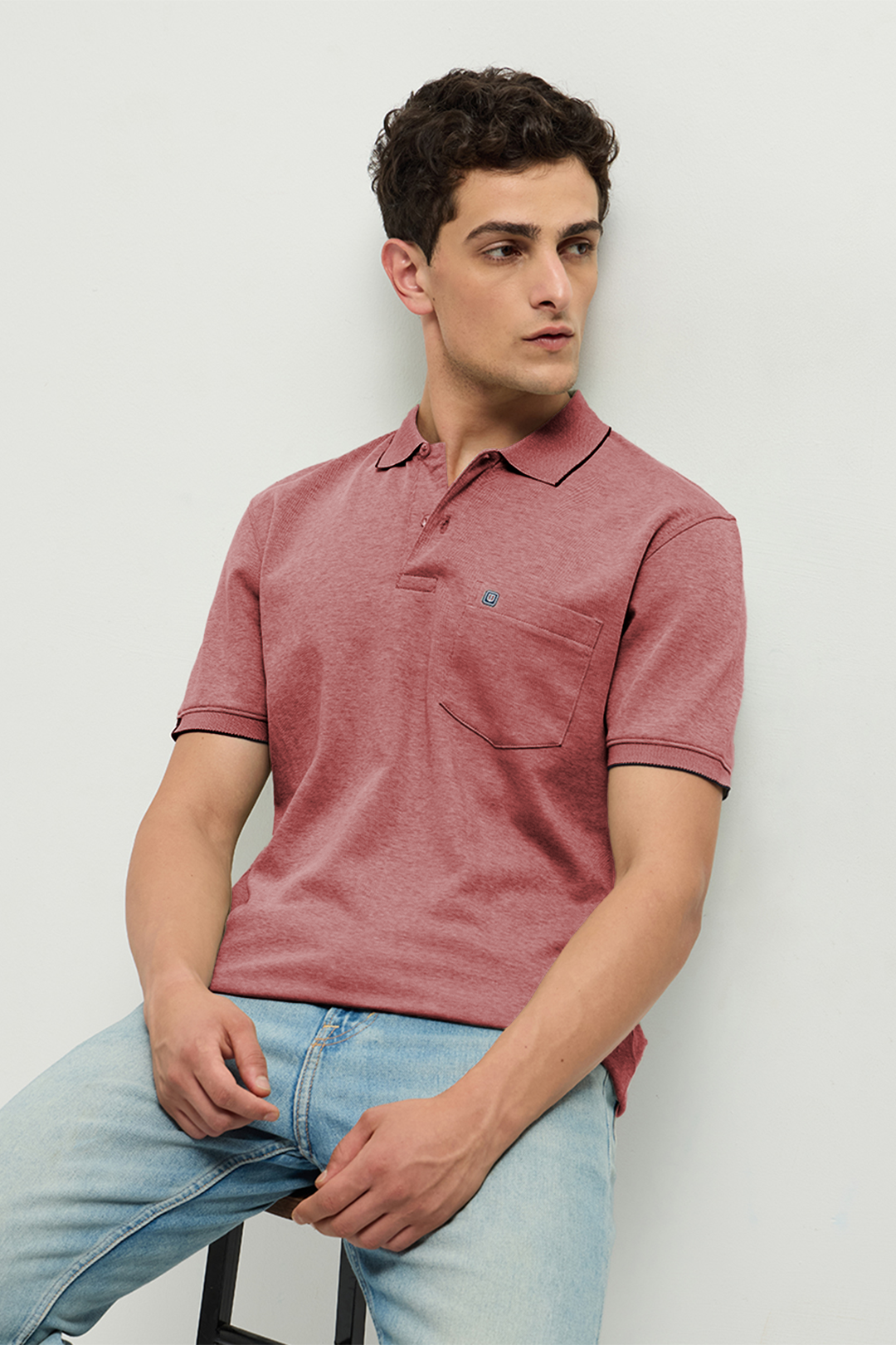 OTTO Essentials Ferro Polo T-Shirt for Men | Dual Tone Premium Pinkish Grey  Polo Tee