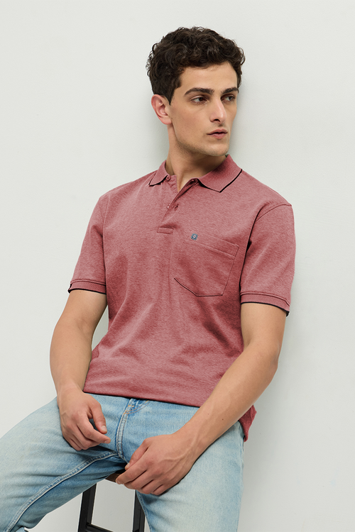OTTO Essentials Ferro Polo T-Shirt for Men | Dual Tone Premium Pinkish Grey  Polo Tee