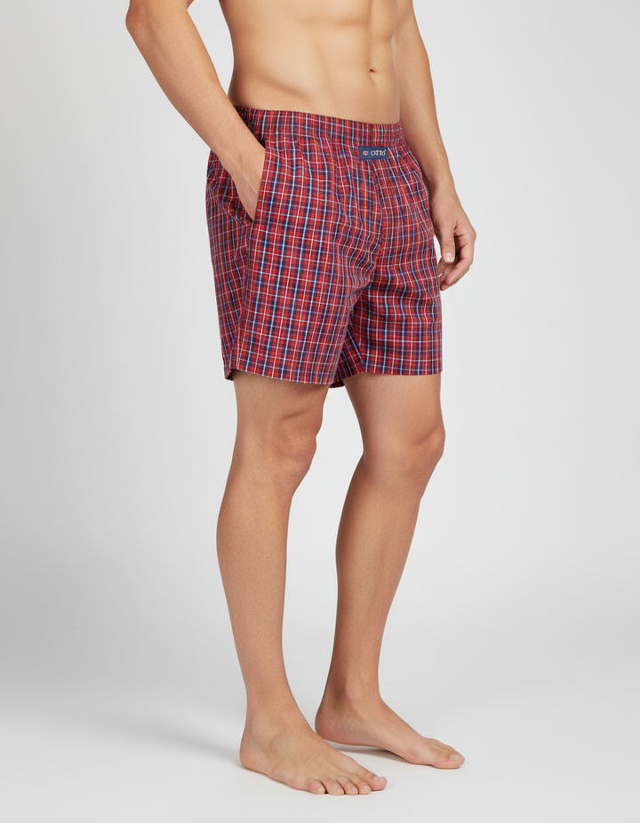 Men's  Boxer Checko  Red Multi Colour