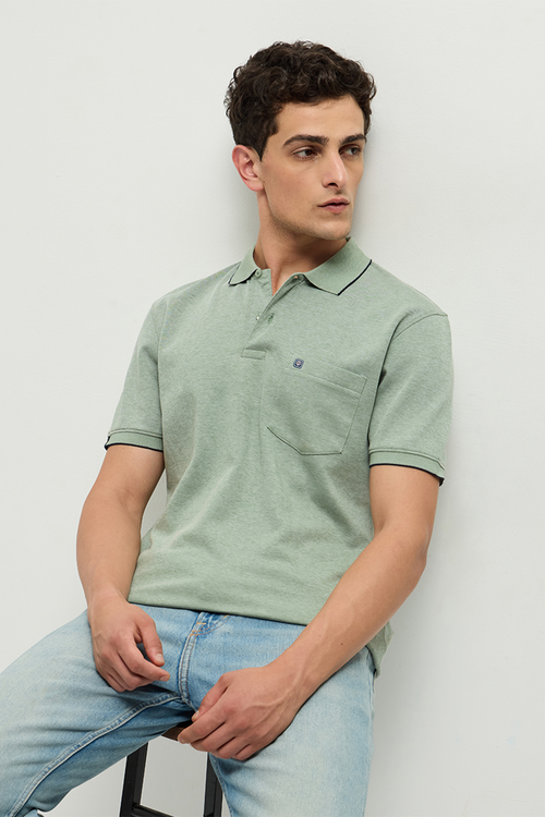 OTTO Essentials Ferro Polo T-Shirt for Men | Dual Tone Premium Summer Green Polo Tee