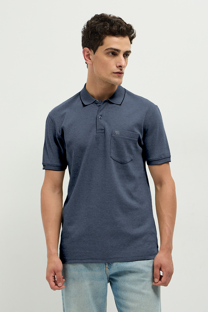 OTTO Essentials Ferro Polo T-Shirt for Men | Dual Tone Premium Ash Grey Polo Tee