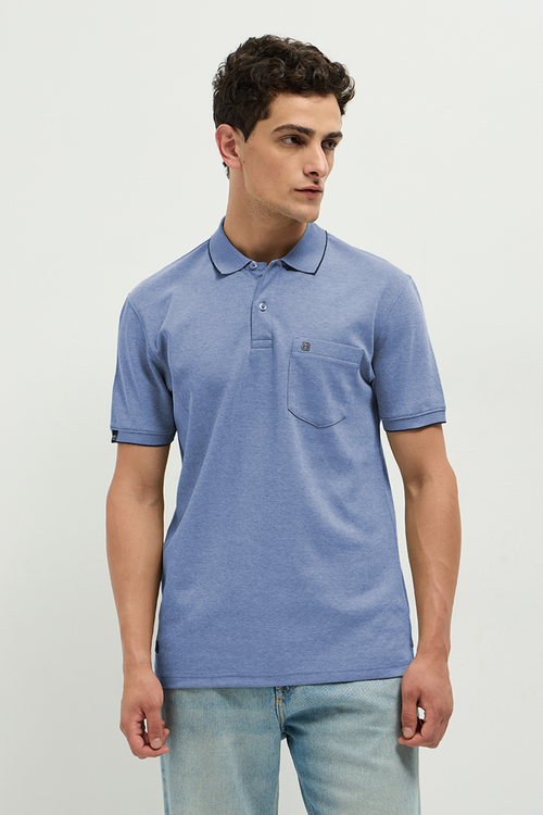 OTTO Essentials Ferro Polo T-Shirt for Men | Dual Tone Premium Light Grey Blue Polo Tee