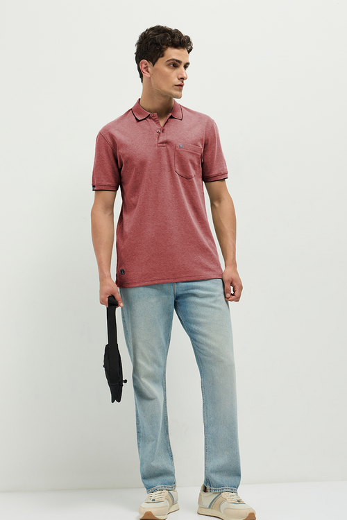 OTTO Essentials Ferro Polo T-Shirt for Men | Dual Tone Premium Pinkish Grey  Polo Tee