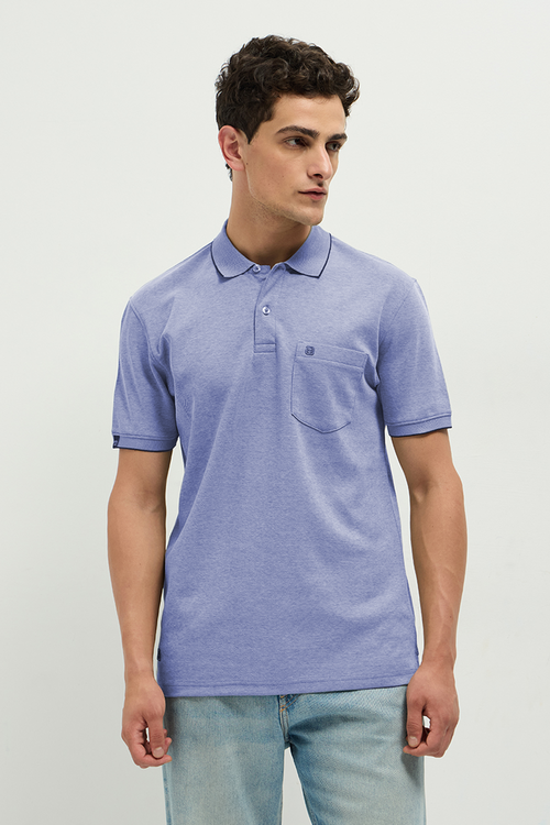 OTTO Essentials Ferro Polo T-Shirt for Men | Dual Tone Premium Light Grey Blue Polo Tee