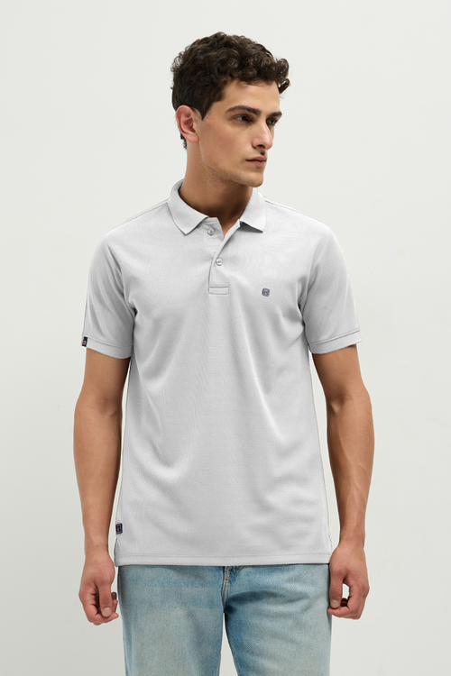 Otto Essentials Men’s Wando Waffle Knit White Polo T-Shirt