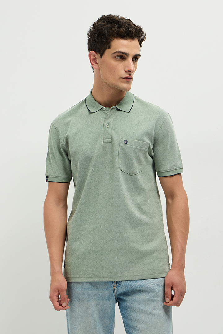 OTTO Essentials Ferro Polo T-Shirt for Men | Dual Tone Premium Summer Green Polo Tee