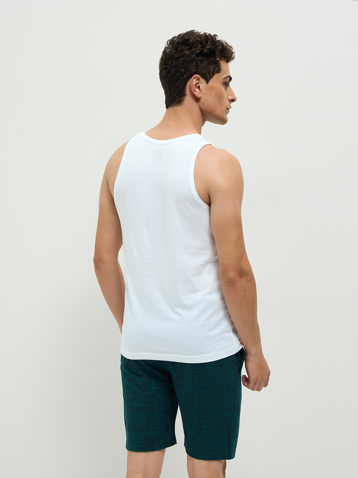 Men Bamboo Vest Blanco White