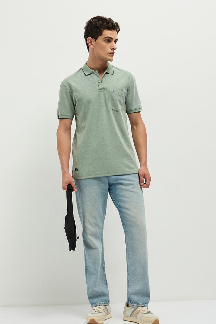 OTTO Essentials Ferro Polo T-Shirt for Men | Dual Tone Premium Summer Green Polo Tee