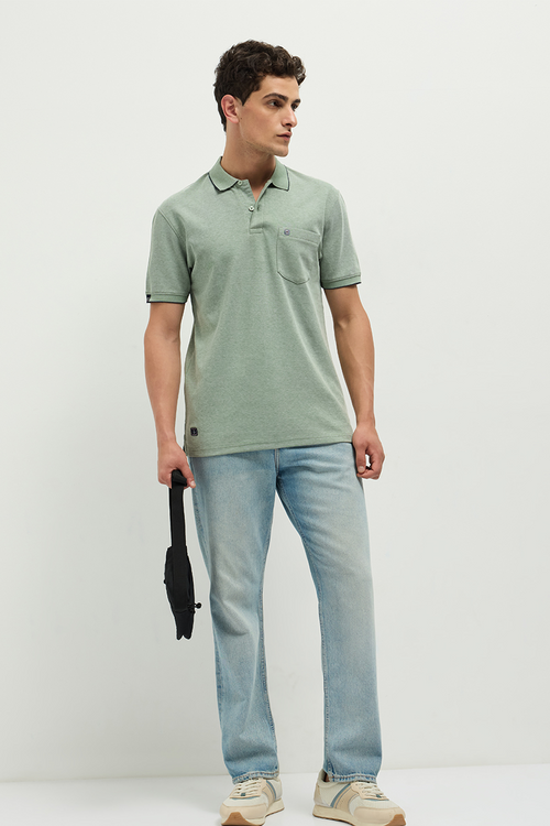OTTO Essentials Ferro Polo T-Shirt for Men | Dual Tone Premium Summer Green Polo Tee