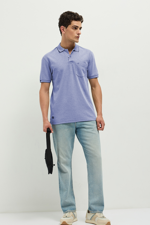 OTTO Essentials Ferro Polo T-Shirt for Men | Dual Tone Premium Light Grey Blue Polo Tee