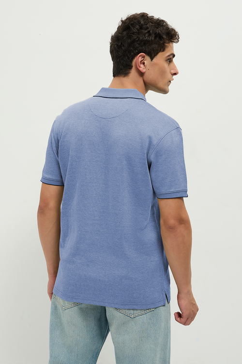 OTTO Essentials Ferro Polo T-Shirt for Men | Dual Tone Premium Light Grey Blue Polo Tee