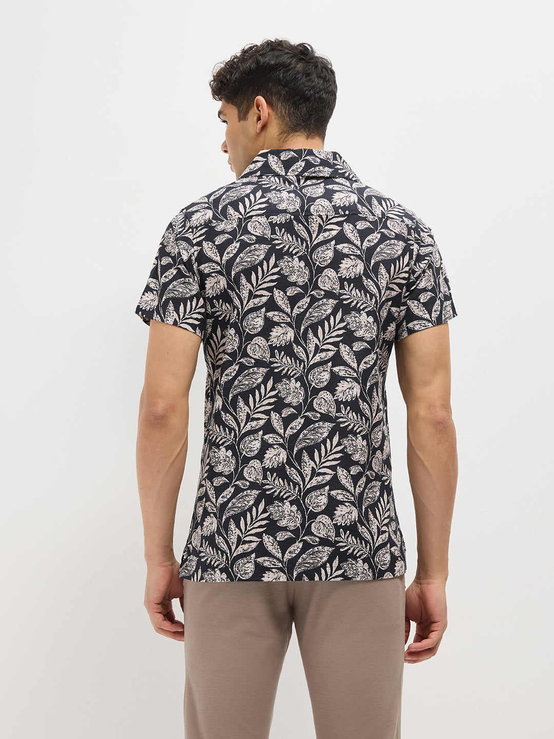 Black Floral Printed Casual Shirt