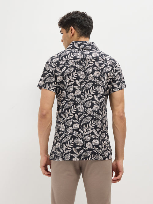 Black Floral Printed Casual Shirt