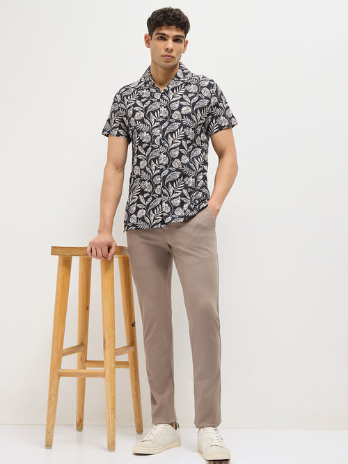 Black Floral Printed Casual Shirt