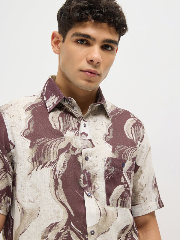 Maroon Printed Casual Shirt