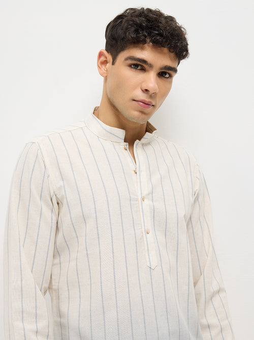 Grey Casual Stripes Kurta