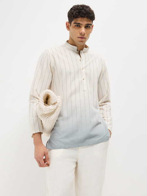 Grey Casual Stripes Kurta